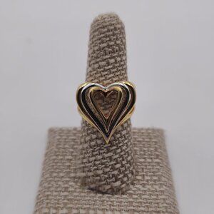 Size 7.25 Gold Over Sterling Silver Multiple Layered Hearts Ring A2108